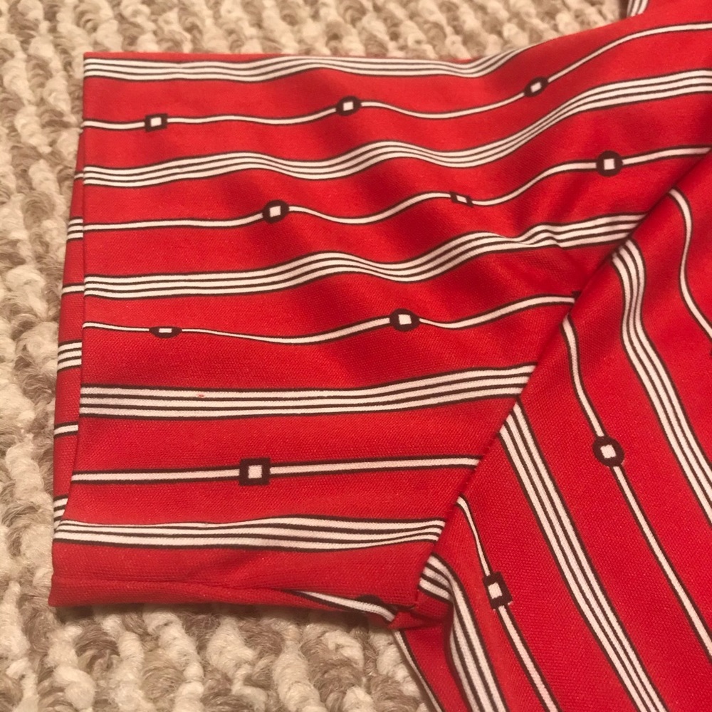 VTG 70s Mardi Modes red black white retro bowling shirt graphic geometric print - Picture 5 of 8